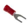RS PRO Insulated Fork Terminal, 22 AWG to 16 AWG, M4 Stud Size, Vinyl Insulation, Red 534-266