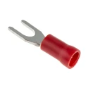 RS PRO Insulated Fork Terminal, 22 AWG to 16 AWG, M4 Stud Size, Vinyl Insulation, Red 534-266