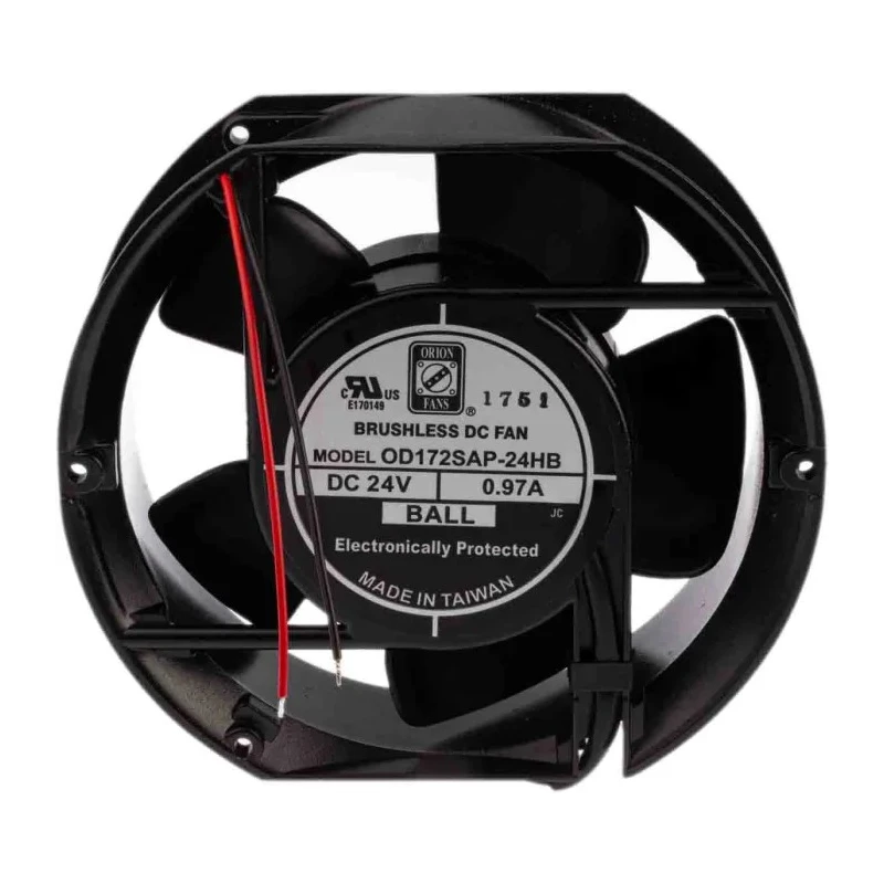 RS PRO Axial Fan 24V DC, 399.3 m³/h Air Flow, 23.28 W Power, 3300 RPM, Ball Bearing, 172 mm Frame RS-619-6719