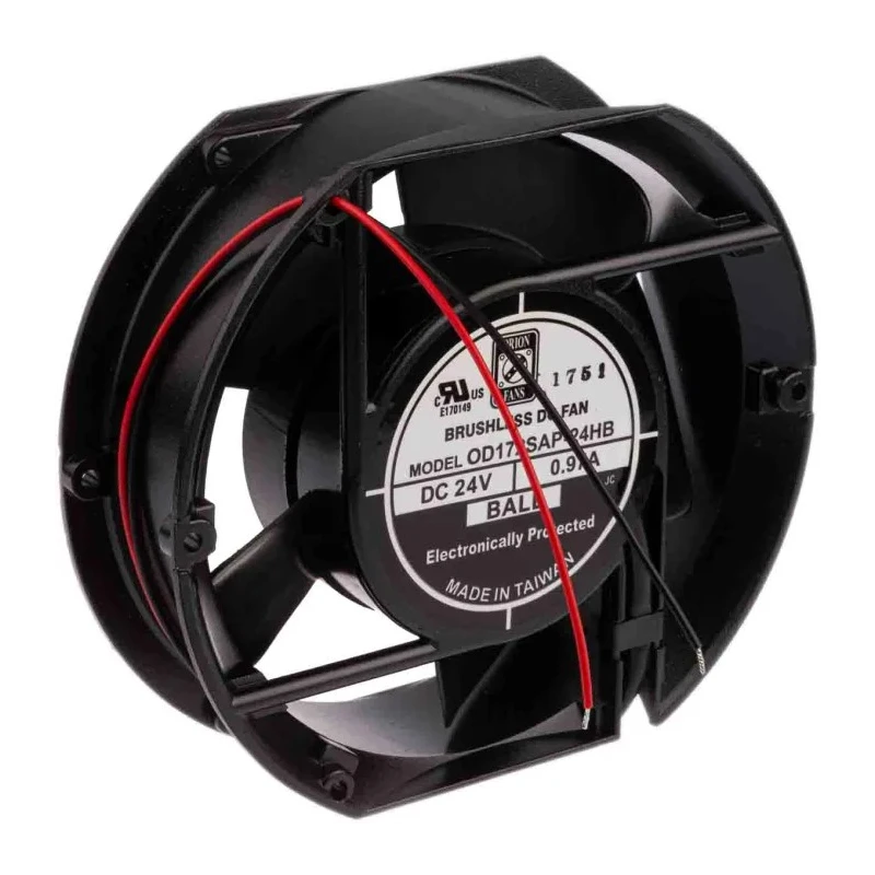 RS PRO Axial Fan 24V DC, 399.3 m³/h Air Flow, 23.28 W Power, 3300 RPM, Ball Bearing, 172 mm Frame RS-619-6719