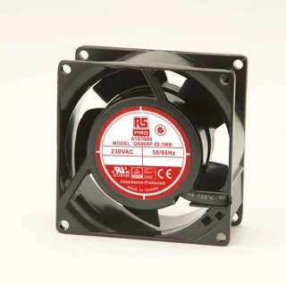 RS PRO AC Dual Ball Bearing Axial Fan 230V AC, 12W Power, 51 m³/h Air Flow, IP44, 80 mm RS Pro IP44