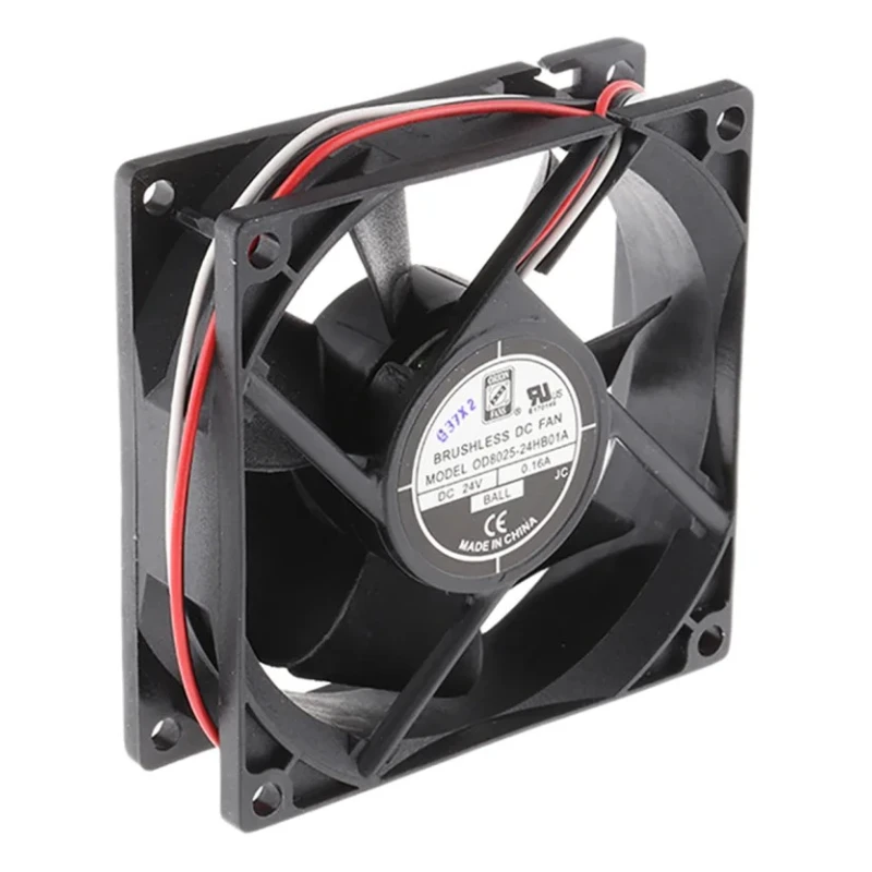 RS PRO Axial Fan, 24V DC, 68 m³/h Air Flow, 2.41 W Power, 3100 RPM, Ball Bearing, 80x80x25 mm 619-7122