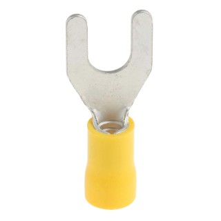 RS PRO Insulated Fork Terminal 12 AWG to 10 AWG M6 Stud Size Vinyl Yellow 534-474