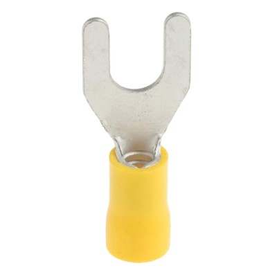 RS PRO Insulated Fork Terminal 12 AWG to 10 AWG M6 Stud Size Vinyl Yellow 534-474