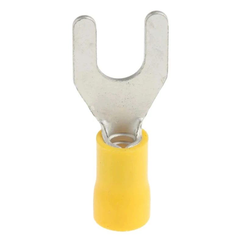 RS PRO Insulated Fork Terminal 12 AWG to 10 AWG M6 Stud Size Vinyl Yellow 534-474