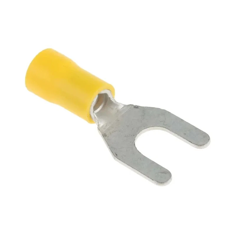 RS PRO Insulated Fork Terminal 12 AWG to 10 AWG M6 Stud Size Vinyl Yellow 534-474