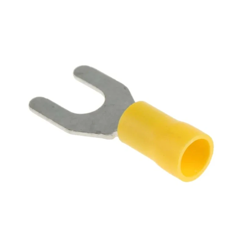 RS PRO Insulated Fork Terminal 12 AWG to 10 AWG M6 Stud Size Vinyl Yellow 534-474