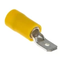 RS PRO Yellow Insulated Male Spade Connector Crimp 6.35 x 0.8 mm Tab Size, 12 AWG to 10 AWG 534-547
