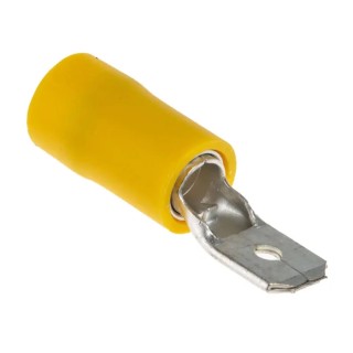 RS PRO Yellow Insulated Male Spade Connector Crimp 6.35 x 0.8 mm Tab Size, 12 AWG to 10 AWG 534-547