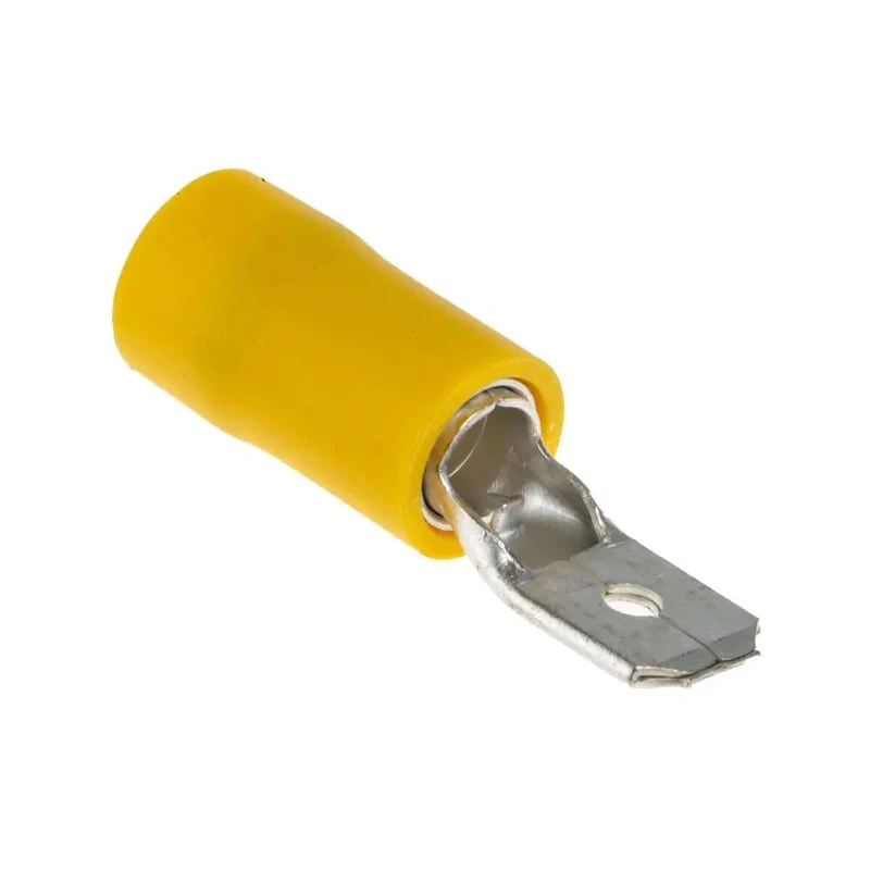 RS PRO Yellow Insulated Male Spade Connector Crimp 6.35 x 0.8 mm Tab Size, 12 AWG to 10 AWG 534-547