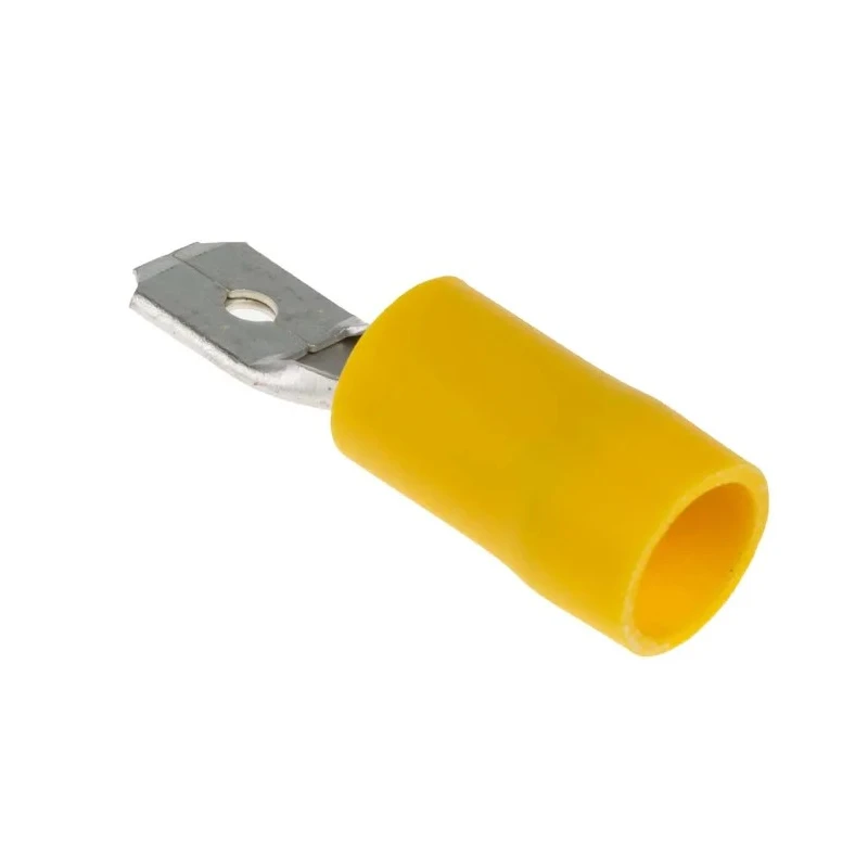 RS PRO Yellow Insulated Male Spade Connector Crimp 6.35 x 0.8 mm Tab Size, 12 AWG to 10 AWG 534-547