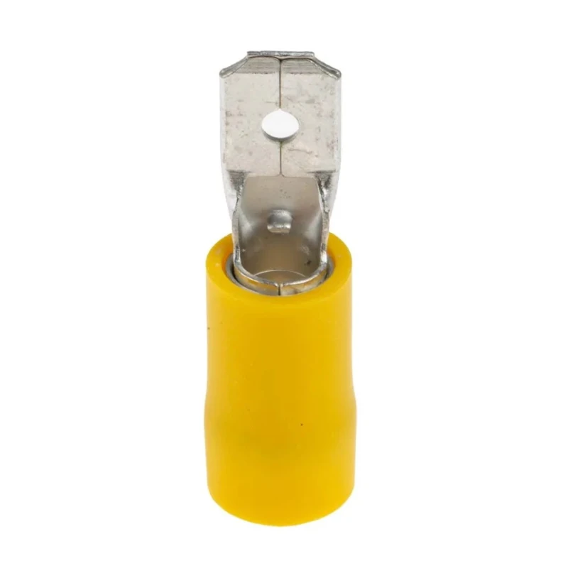 RS PRO Yellow Insulated Male Spade Connector Crimp 6.35 x 0.8 mm Tab Size, 12 AWG to 10 AWG 534-547