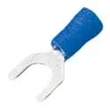 RS PRO Insulated Fork Terminal, 16 AWG to 14 AWG, M6 Stud Size, Vinyl Insulation, Blue, Model 534-604