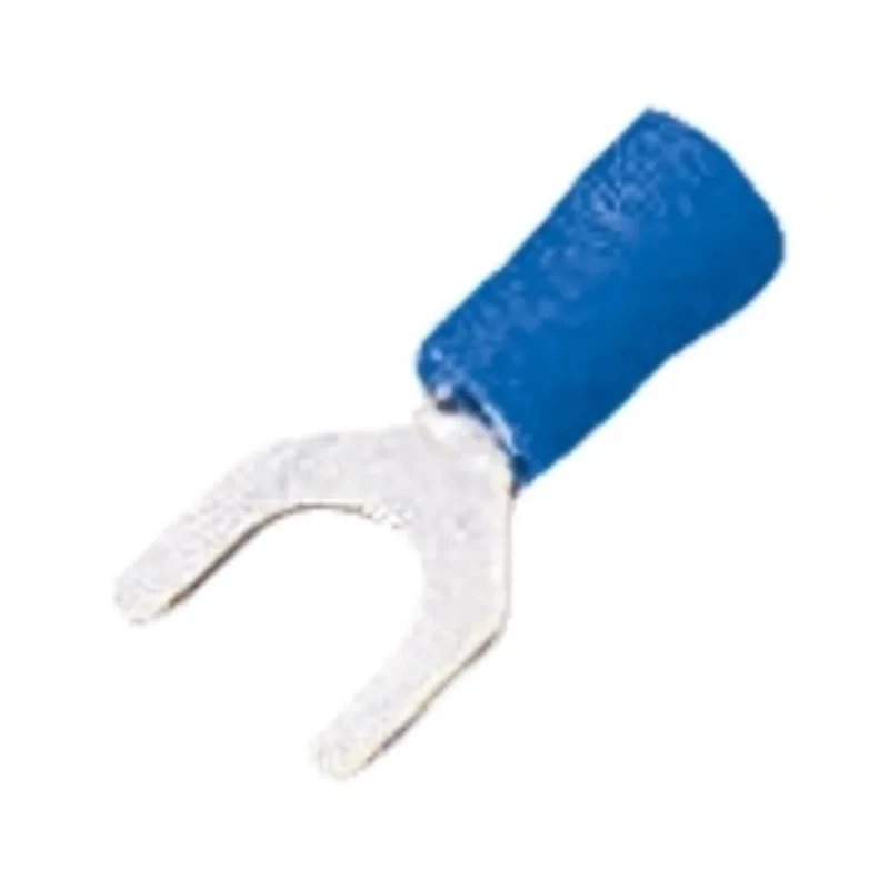 RS PRO Insulated Fork Terminal, 16 AWG to 14 AWG, M6 Stud Size, Vinyl Insulation, Blue, Model 534-604