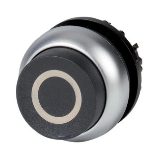Eaton M22 Series Black Maintained Push Button Head, 22 mm Cutout Diameter, Plastic Material 70011290 M22-DRH-S-X0+M22-A