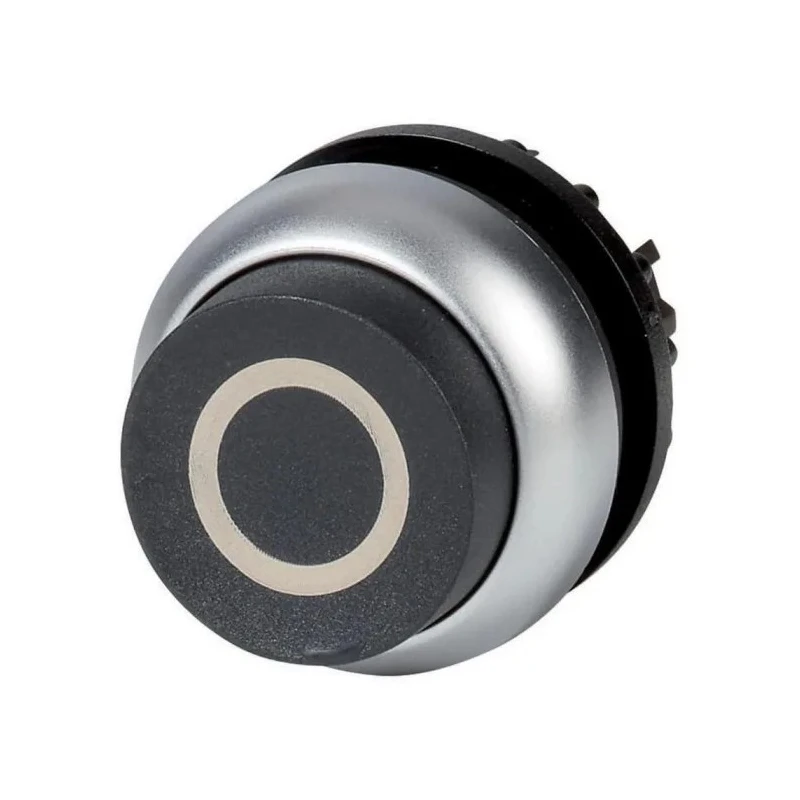Eaton M22 Series Black Maintained Push Button Head, 22 mm Cutout Diameter, Plastic Material 70011290 M22-DRH-S-X0+M22-A
