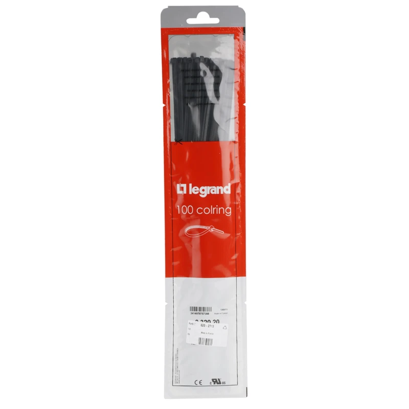 Legrand Black Polyamide 66 Non-Releasable Cable Tie, 360 mm Length x 3.5 mm Width, Tensile Strength 130N, Model 0 320 20