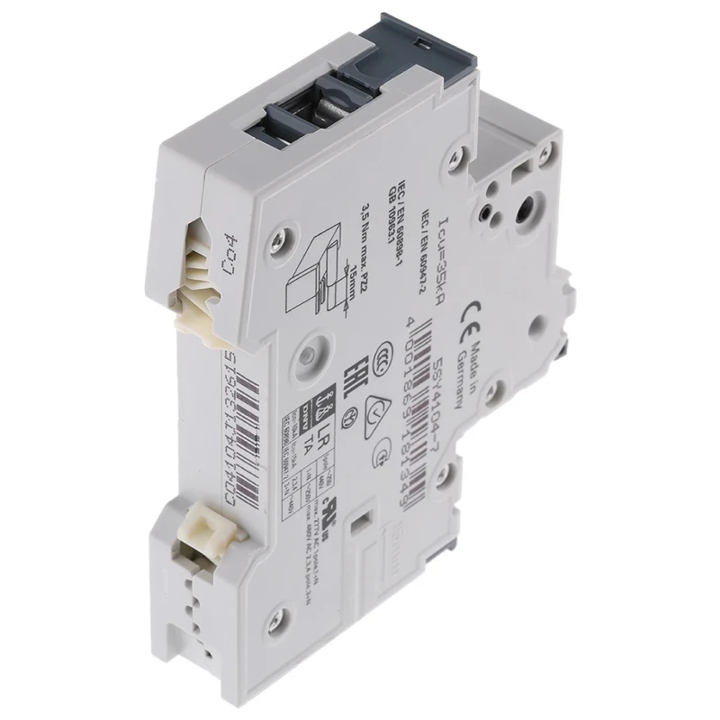Siemens SENTRON Miniature Circuit Breaker 1-Pole 4A Type C 400V AC 60V DC 10 kA Breaking Capacity 5SY4104-7