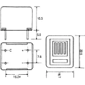 RS PRO Magnetic Buzzer Component PCB Mount 77 dB Continuous Internal Drive 8-16 V dc 15.5 x 17.3 x 23.4 mm 6221433P