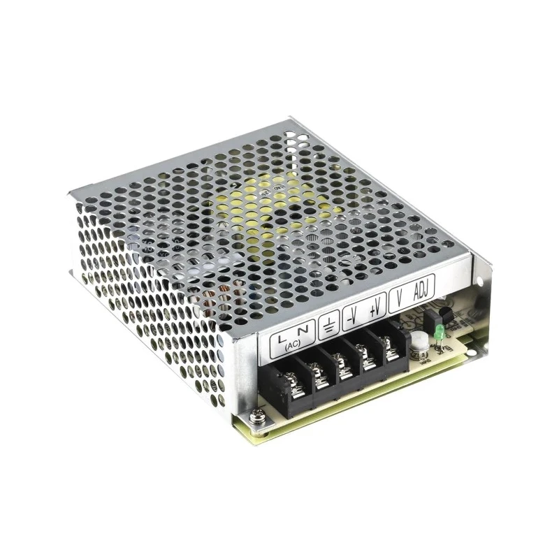 MEAN WELL 76.8W 24V DC 3.2A Switching Power Supply, Universal Input 88-264V AC, Chassis Mount RS-75-24