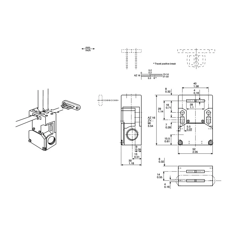 Schmersal Safety Interlock Switch Keyed Fibreglass Reinforced Thermoplastic IP67 230V AC 4A AZ16