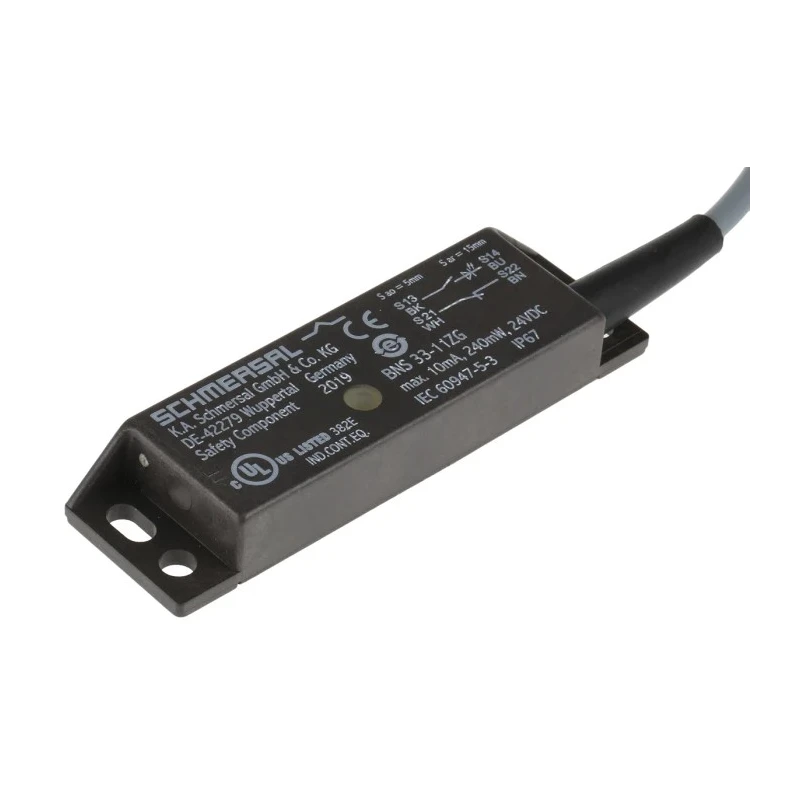 Schmersal Magnetic Non-Contact Safety Switch Plastic Housing 24V DC NO NC Cable BNS33