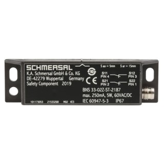 Schmersal BNS33 Series Magnetic Safety Switch Plastic Housing 2 NO Contacts M8 Connector IP67 