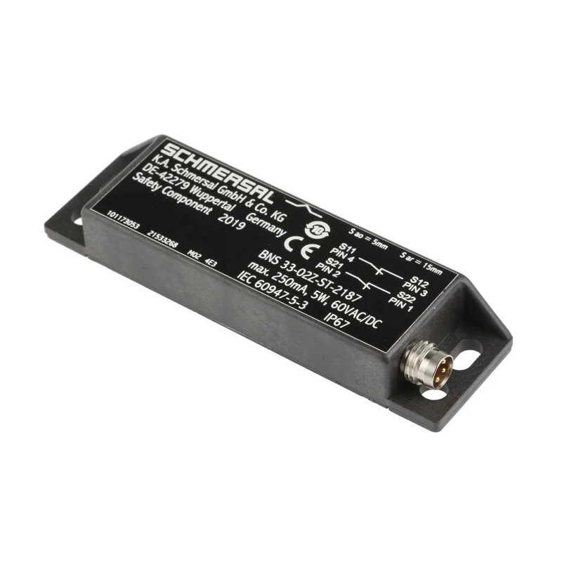 Schmersal BNS33 Series Magnetic Safety Switch Plastic Housing 2 NO Contacts M8 Connector IP67 