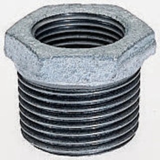 Georg Fischer Galvanised Malleable Iron Fitting Straight Reducer Bush Male BSPT 1-1/2 in to Female BSPP 3/4 in 770241234