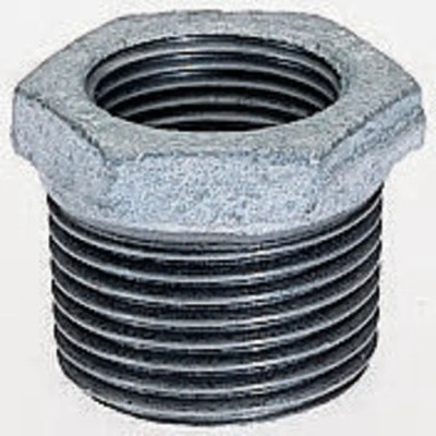 Georg Fischer Galvanised Malleable Iron Fitting Straight Reducer Bush Male BSPT 1-1/2 in to Female BSPP 3/4 in 770241234