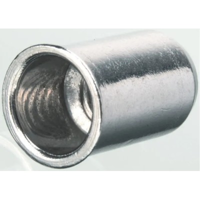 POP Galvanised Stainless Steel Threaded Insert M3 with 5.3 mm Flange Diameter, 4.8 mm Fixing Hole, 9 mm Depth 623-5498