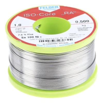 Felder Lottechnik Lead Free Solder Wire 1 mm Diameter, Rosin Based Flux, 227 °C Melting Point 551894103037