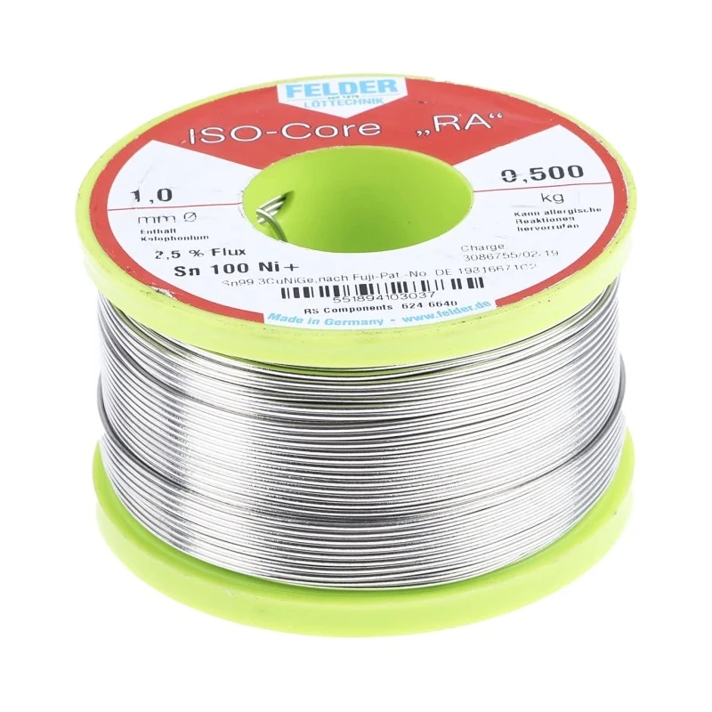 Felder Lottechnik Lead Free Solder Wire 1 mm Diameter, Rosin Based Flux, 227 °C Melting Point 551894103037