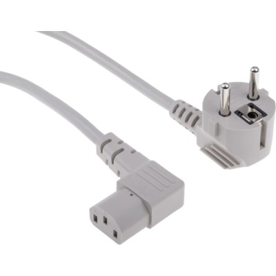 RS PRO IEC C13 to CEE 7/7 Power Cord 2.5 m Grey PVC 250V 10A 626-6717