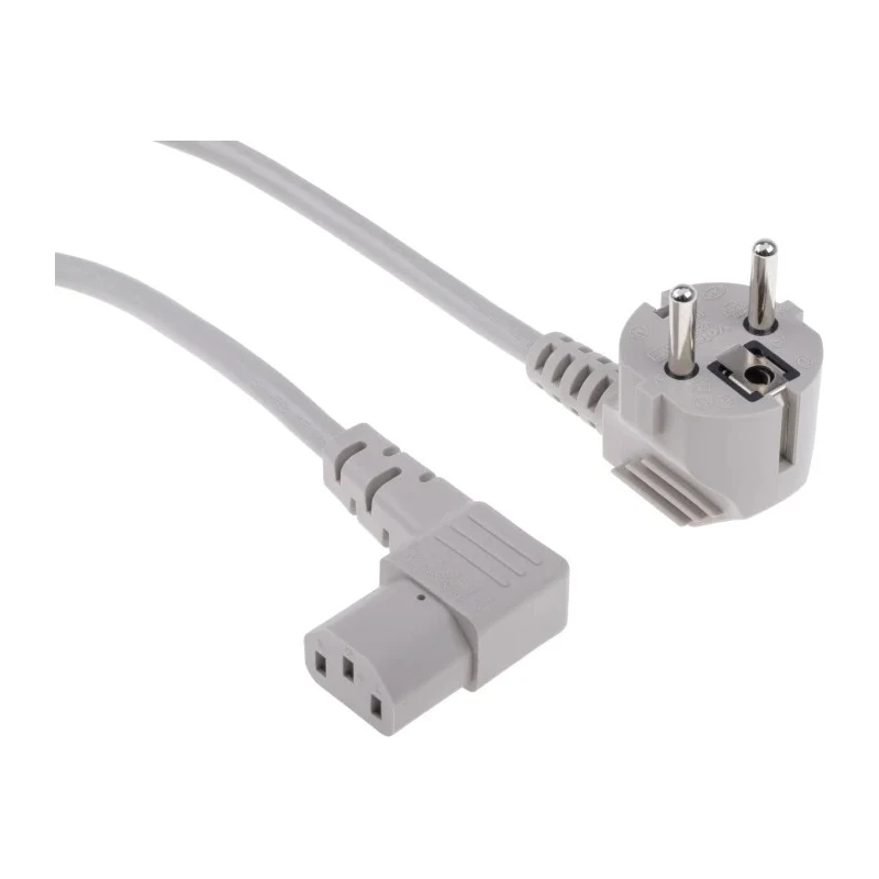 RS PRO IEC C13 to CEE 7/7 Power Cord 2.5 m Grey PVC 250V 10A 626-6717