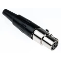 Switchcraft Miniature Cable XLR Connector Straight Female 4 Contacts 125V AC Silver Plated TA4FX