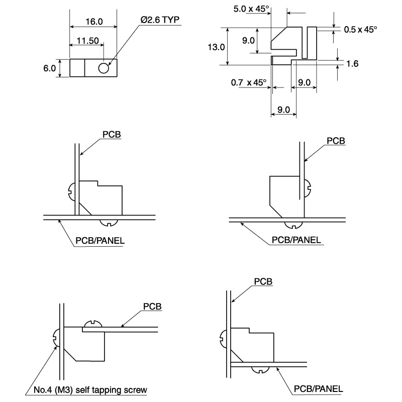 Essentra Nylon PCB Mounting Block for M3 Screw PCB MB 01