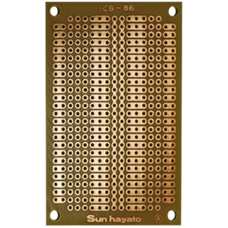 Sunhayato Matrix Board FR1 Phenol-Sided Paper 1 mm Holes, 2.54 mm Pitch, 72 mm x 47 mm ICB-86