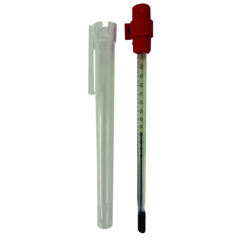Brannan Pocket Glass Thermometer, 110 °C max, Red Spirit Filling, 1 °C Division, 150mm Length 15mm Width 17g UK 17/346/2
