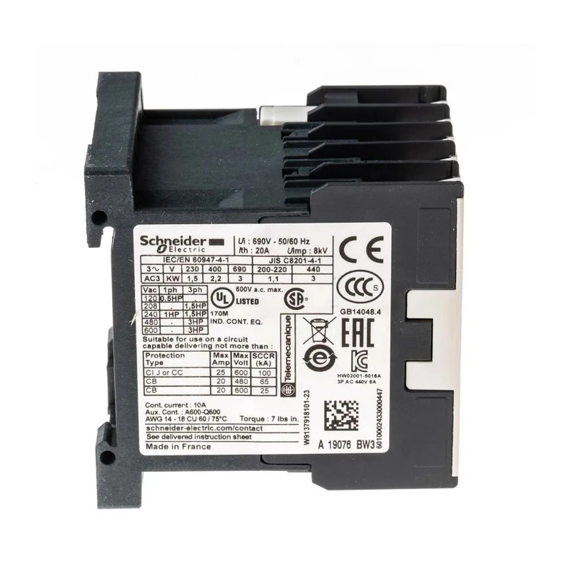 Schneider Electric LP4K Contactor 24V DC Coil 3-Pole 6A 3 kW 3 NO 690V AC LP4K0601BW3