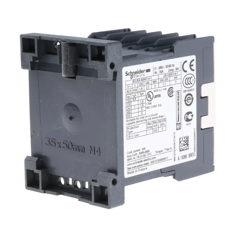 Schneider Electric 3-Pole Contactor LP4K0610BW3 24V DC Coil, 6A, 3 kW, 600V AC