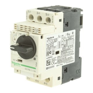 Siemens Thermal Magnetic Motor Protection Circuit Breaker 1A, 1.6A, 690V, 3 Poles, IP20, TeSyS GV Series GV2P06