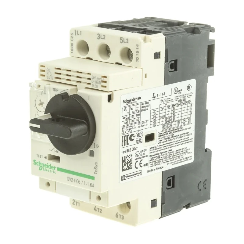 Siemens Thermal Magnetic Motor Protection Circuit Breaker 1A, 1.6A, 690V, 3 Poles, IP20, TeSyS GV Series GV2P06