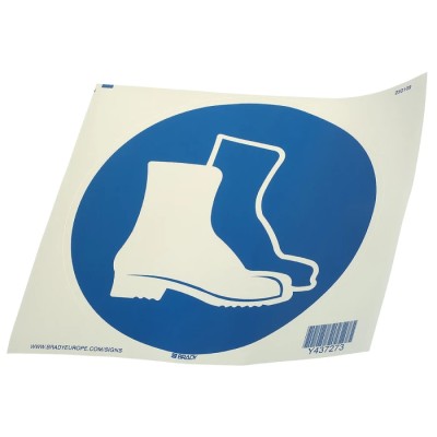 Brady Polyethylene Terephthalate Mandatory Sign Foot Protection Must Be Worn PIC 254-DIA 200-B7541 (BRANDED)