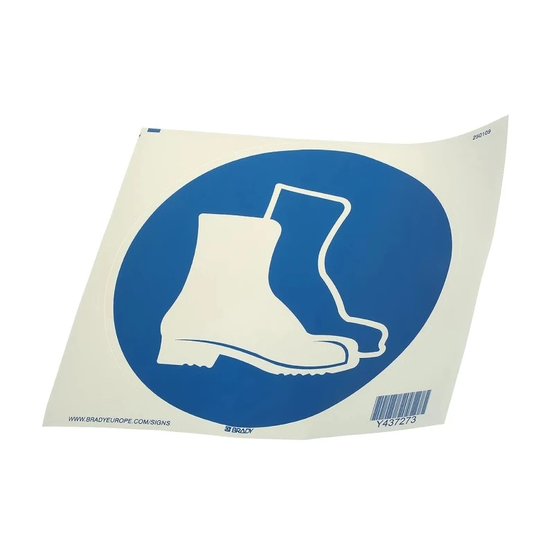 Brady Polyethylene Terephthalate Mandatory Sign Foot Protection Must Be Worn PIC 254-DIA 200-B7541 (BRANDED)