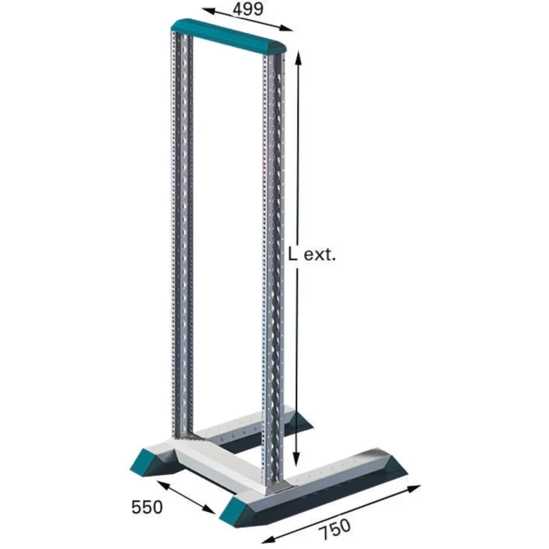Rittal DATARACK Series 40U 2 Post Frame Steel Server Rack Grey 750mm Width 1899mm Height 550mm Depth 7400000