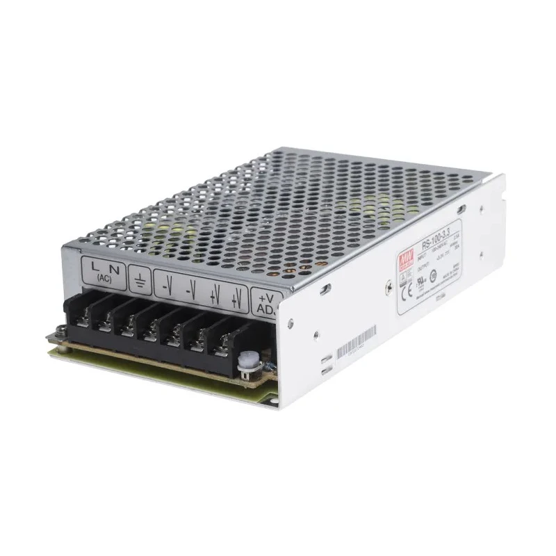MEAN WELL RS-100-3.3 Switching Power Supply 3.3V DC, 66W, 20A Output, Chassis Mount RS-100-3.3