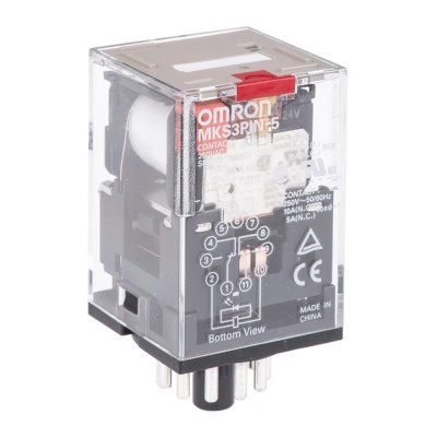 Omron Power Relay, 24V AC Coil, 10A Switching Current, 3PDT, Plug-In Terminal MKS3PIN-5 24VAC