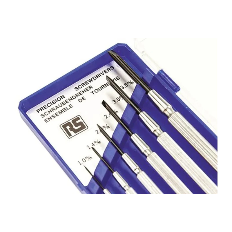 RS PRO Slotted Precision Screwdriver Set, 6-Piece Miniature, Black Phosphate Blades 537-861