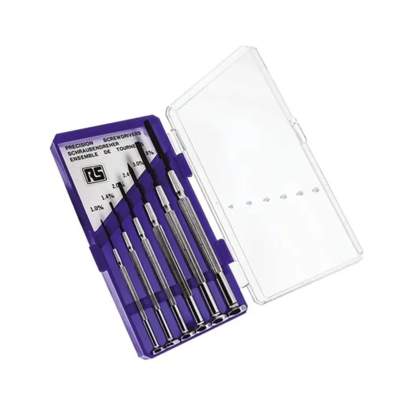 RS PRO Slotted Precision Screwdriver Set, 6-Piece Miniature, Black Phosphate Blades 537-861